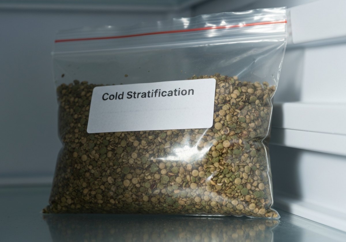 Cold stratification in the fridge convinces winter-adapted seeds that spring has finally arrived. (imagem gerada por IA)