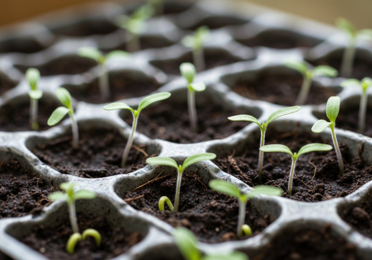 The first seed leaves (cotyledons) are your signal to lift covers and give bright light without delay. (imagem gerada por IA)