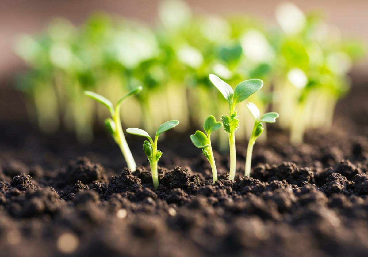 Radish (Raphanus sativus): the classic 'easy' seed — no dormancy, germinating in 3–5 days at room temperature. (imagem gerada por IA)