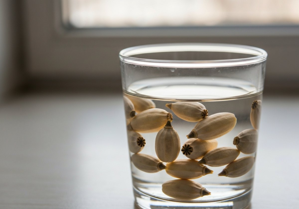 A simple 24-hour soak reveals whether a seed can take up water — the fastest way to spot physical dormancy. (imagem gerada por IA)