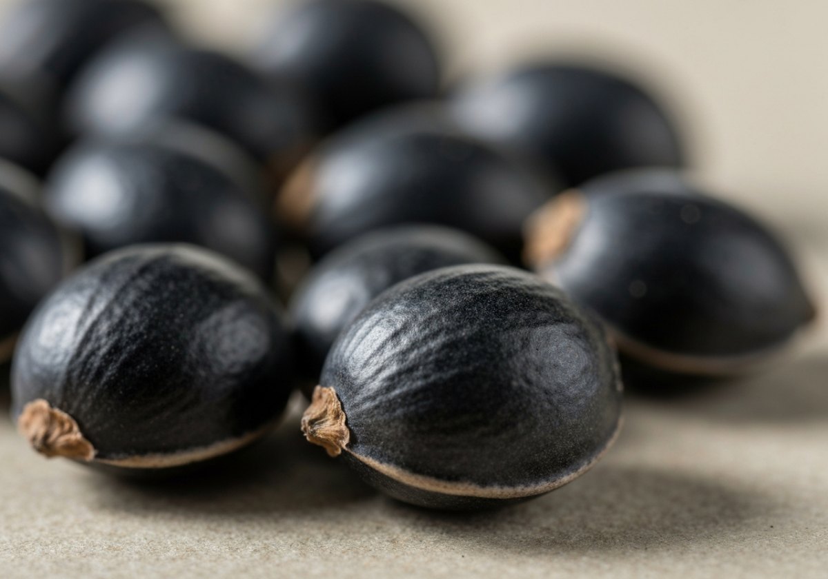 Canna indica seeds — glossy, stone-hard and notoriously slow to imbibe water without treatment. (imagem gerada por IA)